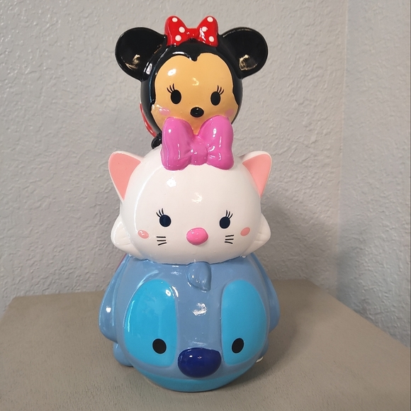 Disney Tsum Tsum Ceramic Piggy Bank Stitch Marie Minnie - Picture 1 of 6
